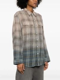 R13 gradient-check Cotton Shirt Grey at Browns Fashion